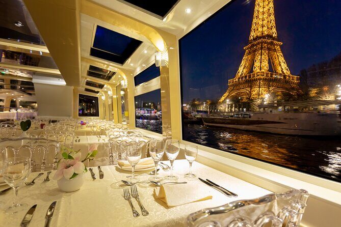 Dinner Cruise Prestige Check-out from the Eiffel Tower - Dining on a glass-roof boat: menus, wine pairings, and pacing