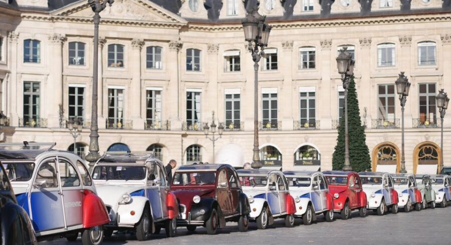 Paris: Classic Sites Tour by Vintage Citroen 2CV - Les Invalides and the Pont Alexandre III power move